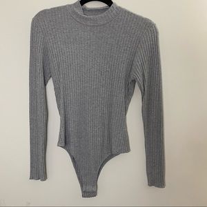 Altar’d State Grey Ribbed Bodysuit